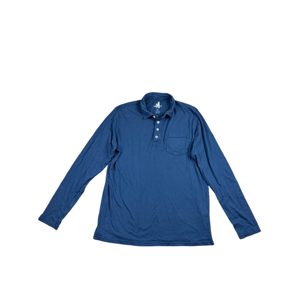 Johnnie-O Mens Long Sleeve Polo Shirt Blue 100% Cotton Chest Pocket Size M